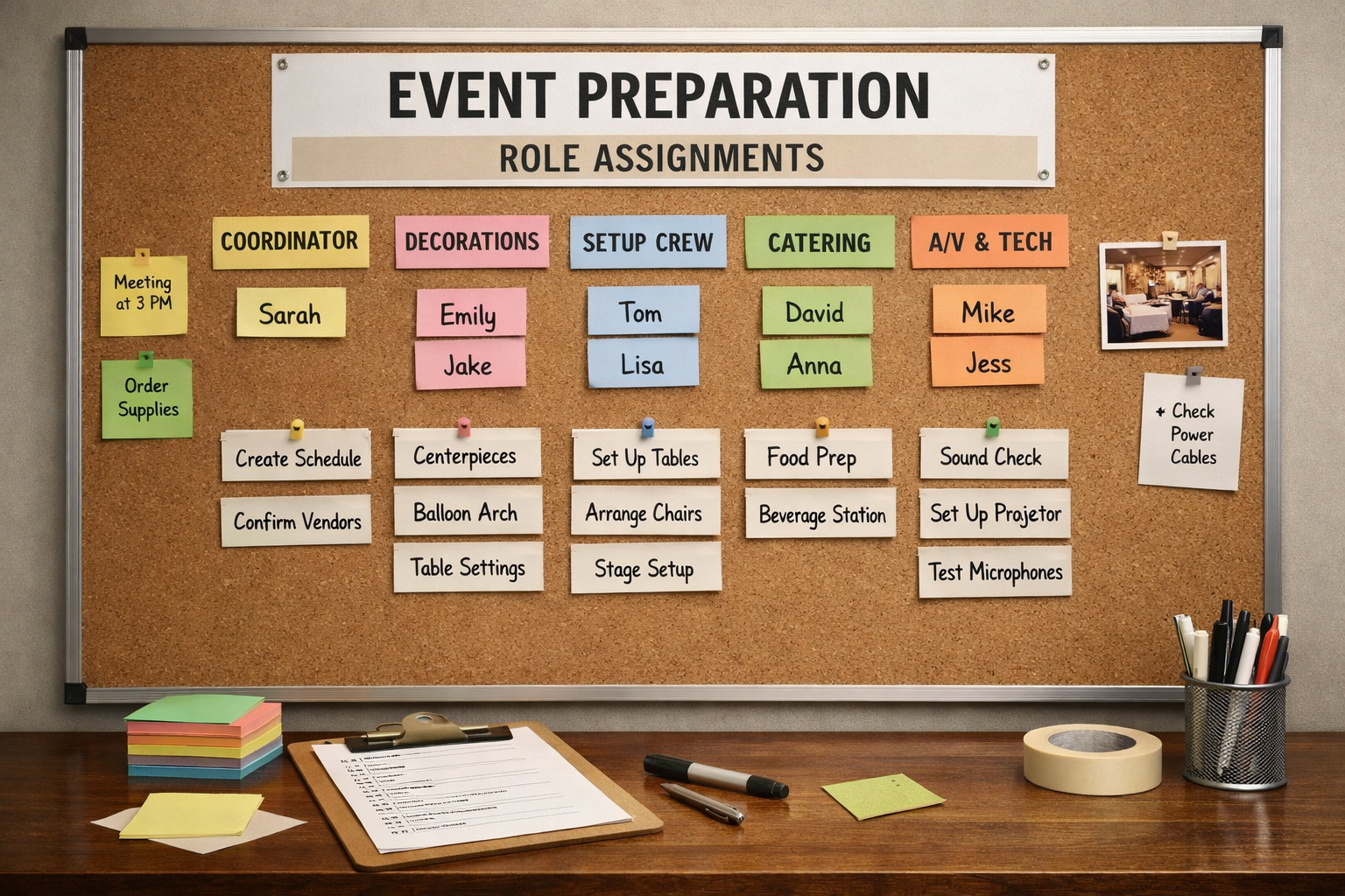 Görev kartlarıyla hazırlık panosu